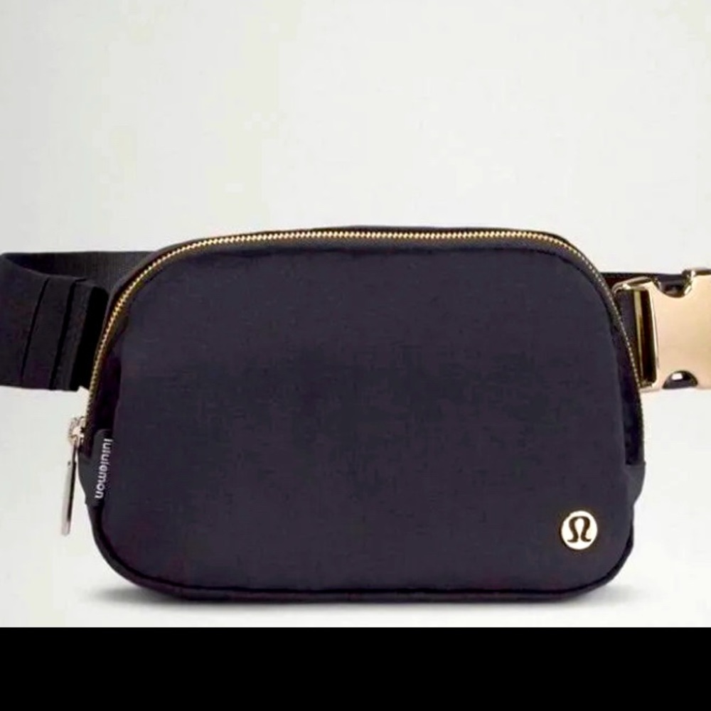 NWT Lululemon Velour 1l Black Everywhere Belt Bag | Color: Black/Gold